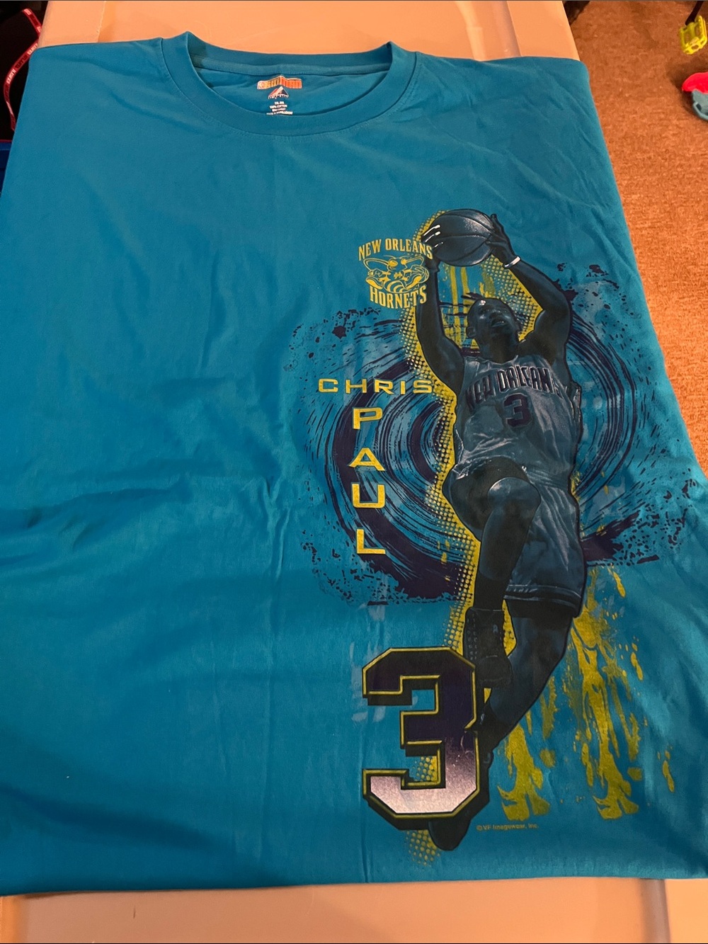 CP3 sz 7XL big New Orleans Hornets Teal Graphic Basketball T-Shirt - Chris Paul